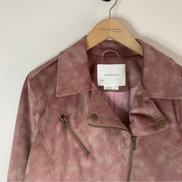 anthropologie Lucy Pink Suede Tie Dye Moto Jacket - Picture 8 of 8
